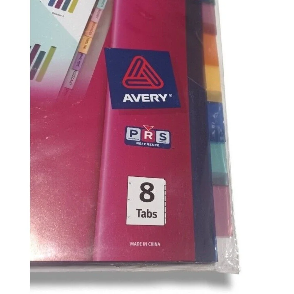 Avery 5 Packs Lot Big Tab Two Pocket Insertable 8 Tab Plastic Reference Dividers